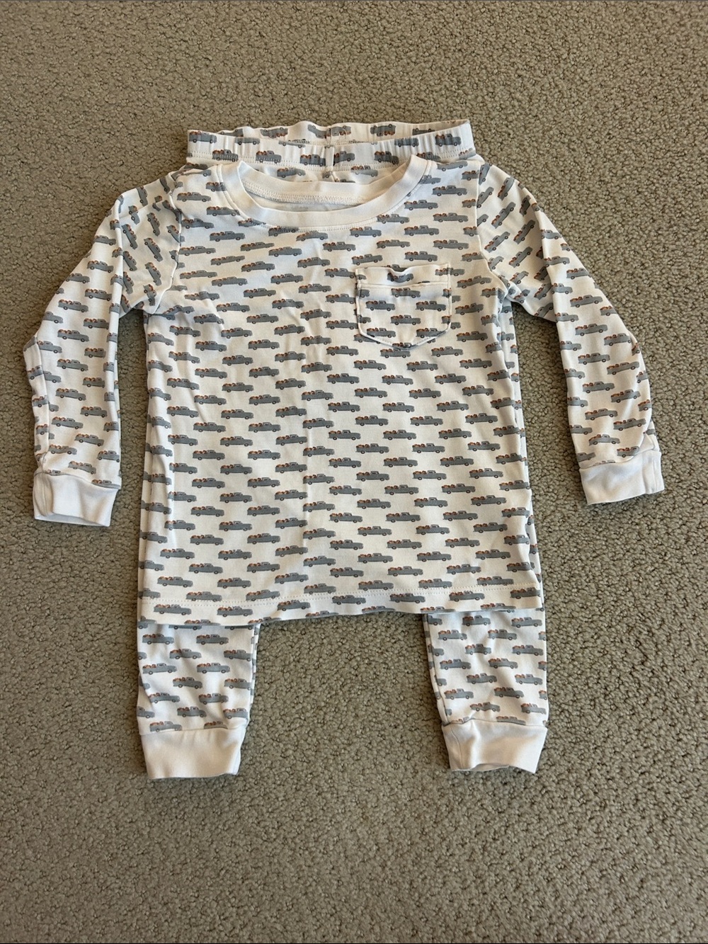Lila and Hayes Long Sleeve Pumpkin Truck Print Pajama Set